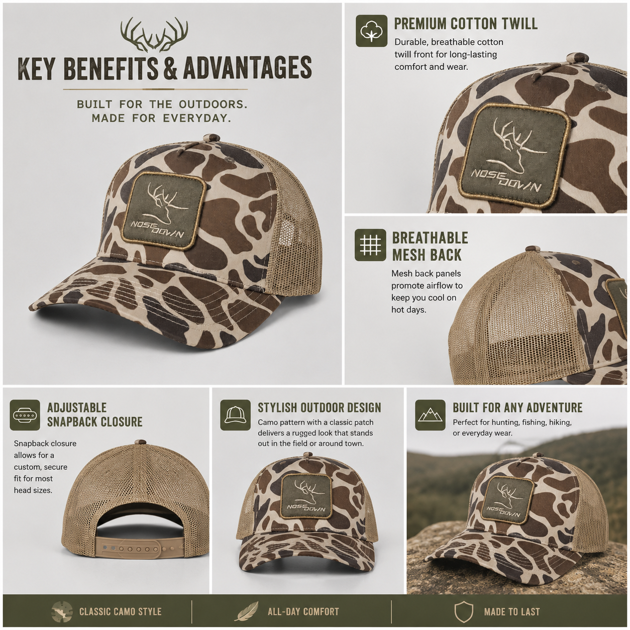 Youth Duck Camo  Tan Woven Trucker