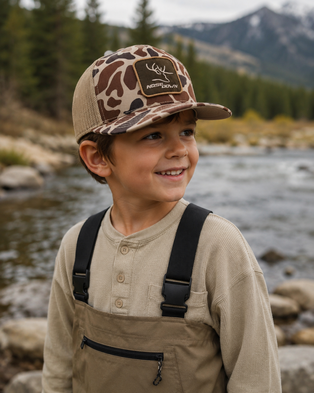 Youth Duck Camo  Tan Woven Trucker
